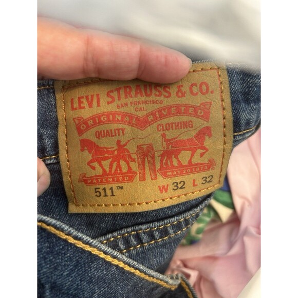 Levis 511 Jeans Mens Size 32x32 Blue Denim Slim Fit Stretch Tapered Leg Classic - Picture 4 of 6